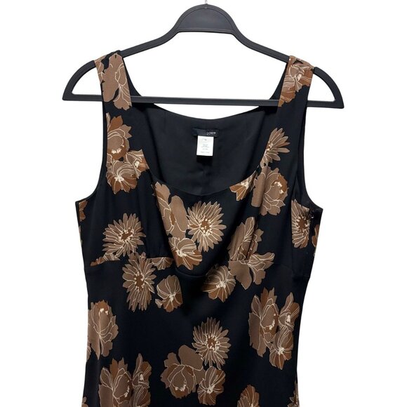 J. Crew Womens Black & Brown Floral Sleeveless Silk Dress Size 12 - Picture 3 of 6